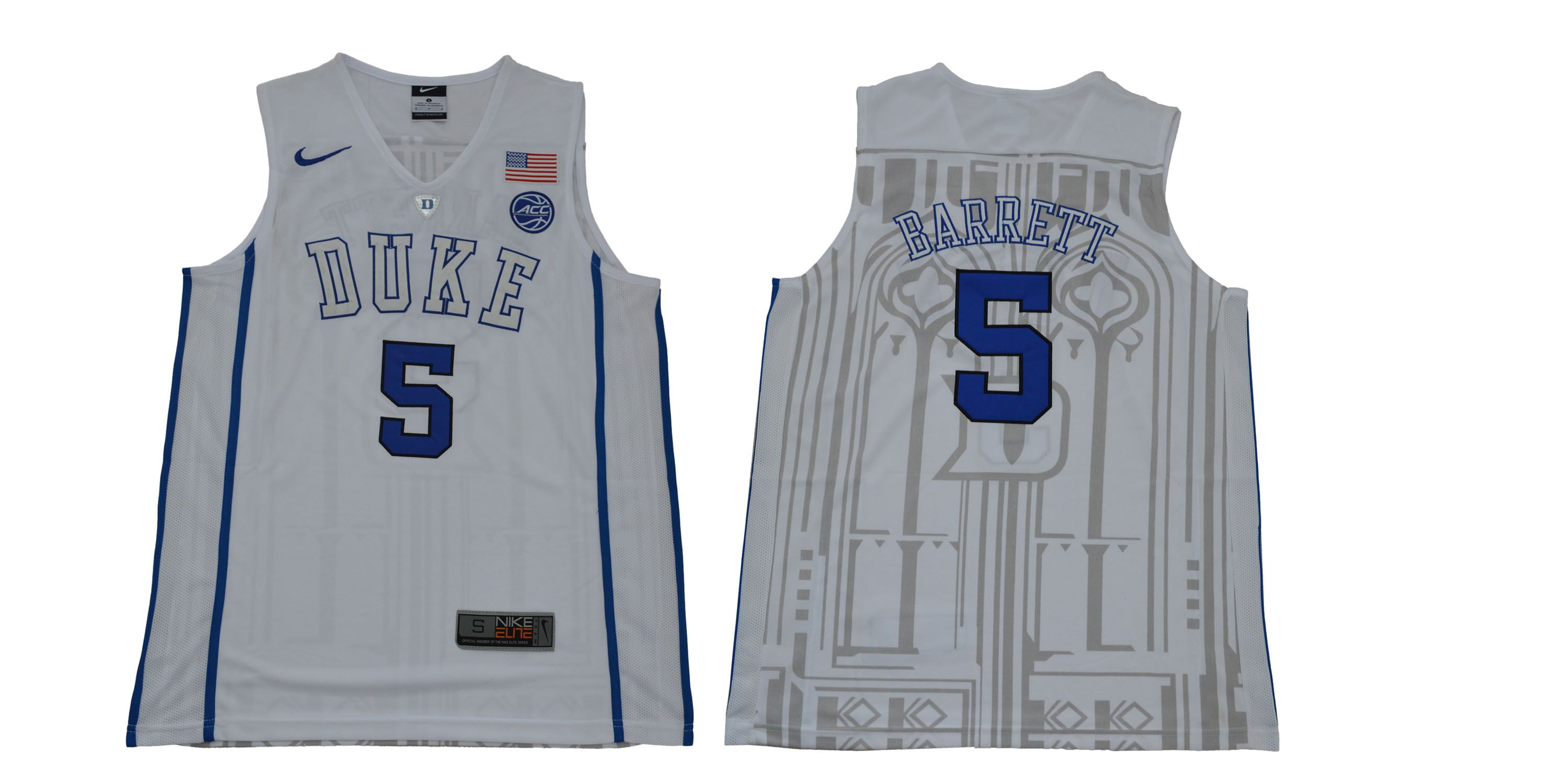 Men Duke Blue Devils #5 Barrett White NBA NCAA Jerseys